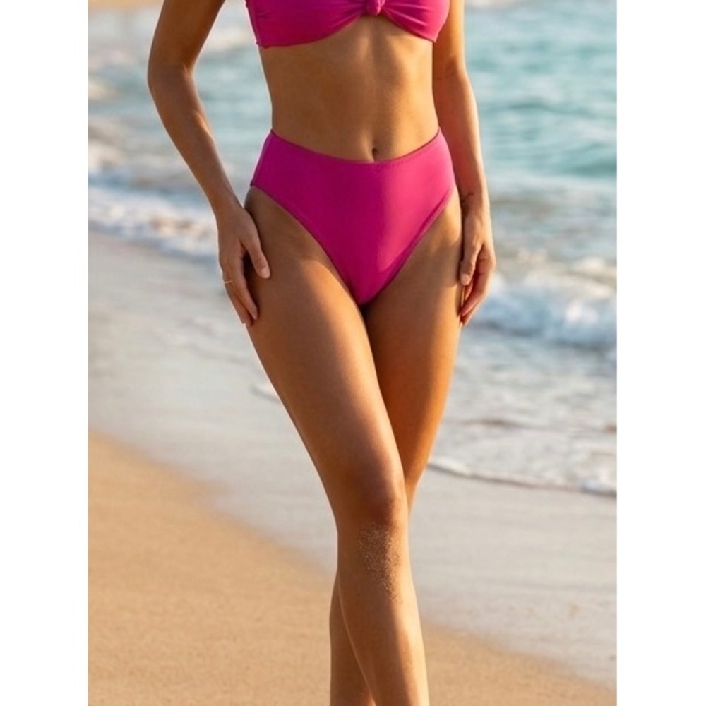 J.Crew High-Waisted Bikini Bottom Fuchsia Pink Recycled Women Medium NEW